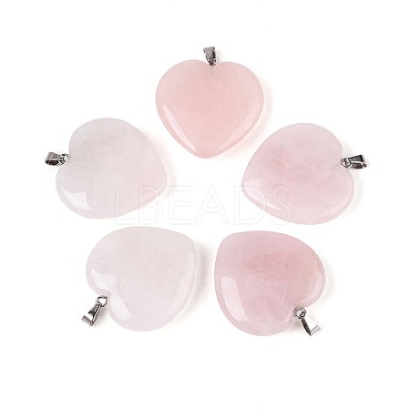 Natural Rose Quartz Pendants G-S364-006-1