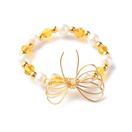 Imitate Austrian Crystal Bicone Glass Beaded Finger Rings RJEW-TA00003-01-1