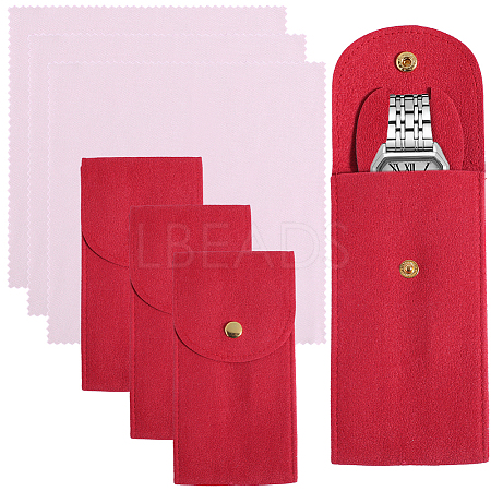 3 Sets Rectangle Velvet Single Watch Storage Bags ABAG-BBC0001-12A-1