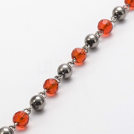 Handmade Round Glass Beads Chains for Necklaces Bracelets Making AJEW-JB00082-04-1
