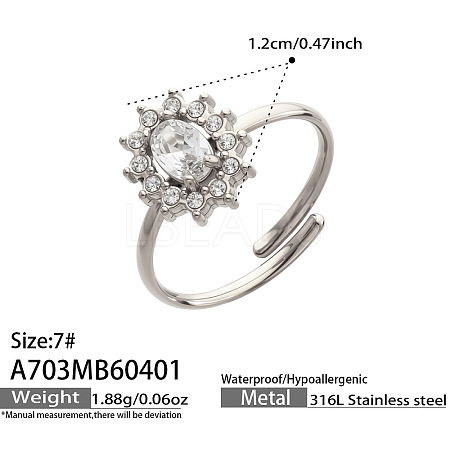 316L Stainless Steel Micro Pave Cubic Zirconia Cuff Open Rings for Women WGE3EE8-04-1