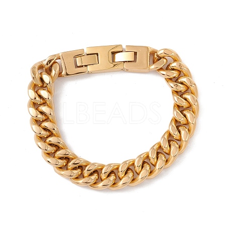 Ion Plating(IP) 304 Stainless Steel Chunky Curb Chains Bracelet for Men Women BJEW-E107-11G-01-1