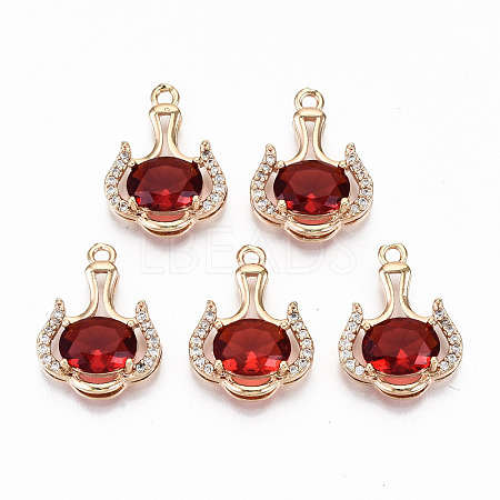 Brass Glass Rhinestone Pendants GLAA-S179-29B-RS-1