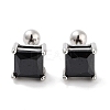 Square 316 Surgical Stainless Steel Pave Cubic Zirconia Cartilage Earrings for Women Men EJEW-Z050-34A-02P-1