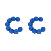 C-Shaped with Round Alloy Raffia Stud Earrings FS-WG1D567-09-1