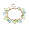 5Pcs 5 Color Glass Pearl & Flower & Acrylic Leaf Charm Bracelets Set BJEW-JB08908-3