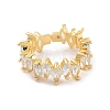 Brass with Cubic Zirconia Open Cuff Rings RJEW-B053-05-2
