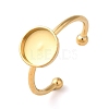 304 Stainless Steel Flat Round Pad Ring Setting STAS-I306-05B-G-1