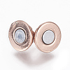 Brass Micro Pave Cubic Zirconia Magnetic Clasps with Loops ZIRC-L082-B-01-RG-2