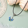 Glass Seed Beads & Glass Pearl Angel Pendant Necklaces NJEW-MZ00056-05-2