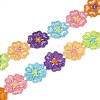 5 Petals Flower Polyester Lace Trims OCOR-H109-01-1