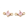 Brass Pave Pearl Pink Cubic Zirconia Connector Charms ZIRC-P104-05G-2