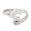 Natural Shell Spanner Open Cuff Ring with Cubic Zirconia RJEW-G288-07P-2