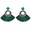 Bohemian Style Acrylic & Polyester Fan Tassel Stud Earrings FS-WGB5BEF-01-1