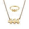 Angel Number Pendant Necklace & Open Cuff Ring JX198A-1