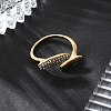 Oval 304 Stainless Steel Rhinestone Open Cuff Ring for Women RJEW-Z076-01G-2