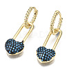 Brass Micro Pave Cubic Zirconia Dangle Huggie Hoop Earrings EJEW-S208-109A-NF-1