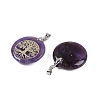 Natural Amethyst Flat Round Pendants G-Q188-01P-09-2