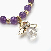 Natural Mixed Stone Beads Stretch Charm Bracelets BJEW-JB03857-3