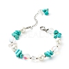 Synthetic Turquoise Chip Beaded Bracelet for Girl Women BJEW-TA00019-02-1