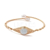 Natural Aquamarine & Pearl Cuff Bangle BJEW-JB10119-01-1