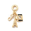 Brass Black Enamel European Dangle Charms KK-M305-19G-01-1
