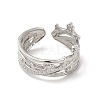 304 Stainless Steel Crown Open Cuff Ring for Women RJEW-E066-11P-2