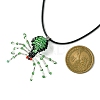 Braided Glass Seed Bead Spider Pendant Necklaces NJEW-MZ00036-03-3