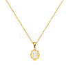 304 Stainless Steel Enamel White Oval with Letter Pendant Necklaces for Men Women FS-WG94BAB-14-1