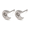Crescent Moon 201 Stainless Steel Stud Earring Findings STAS-Q315-03P-1