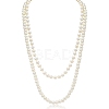 Baking Paint Pearlized Glass Pearl Round Beaded Long Necklaces NJEW-SW00066-03-1