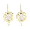 Brass Pave Clear Cubic Zirconia Stud Earring Findings KK-F875-01G-1