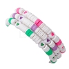 Heart Polymer Clay & Acrylic Beaded Stretch Bracelets BJEW-JB10677-3