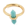 Double Pointed Hexagonal Prism Natural Amazonite Adjustable Rings for Women RJEW-G327-01G-08-2