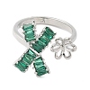 Bowknot & Flower Brass Micro Pave Cubic Zirconia Cuff Ring Settings KK-K297-20P-2