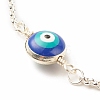 Enamel Evil Eye Link Anklet with 304 Stainless Steel Rolo Chains for Women AJEW-AN00495-4