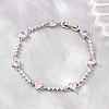 Brass Pave Cubic Zirconia Heart Link Chain Bracelets for Women KK-CBA68DA-10P-02-2