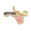 Brass Micro Pave Clear Cubic Zirconia European Dangle Charms KK-K368-29G-2