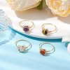 4Pcs 4 Styles Natural Amethyst & Tiger Eye & Rainbow Moonstone & Carnelian Finger Rings Sets RJEW-TA00154-2