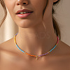 Rainbow Gradient Glass Seed Beaded Necklaces AF2375-9-2