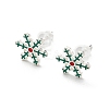 Christmas Theme Brass Stud Earrings EJEW-D062-01G-S-1