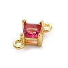Brass Cubic Zirconia Rhombus Connector Charms LS-KK-F894-12G-03-2