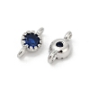 Brass Cubic Zirconia Flat Round Connector Charms KK-H204-02P-03-2