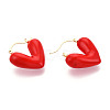 Heart Brass Enamel Hoop Earrings EJEW-N060-02G-2
