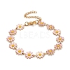 Enamel Daisy Link Chains Bracelet BJEW-P271-01G-05-1