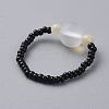 Glass Seed Beads Stretch Rings RJEW-JR00285-04-3