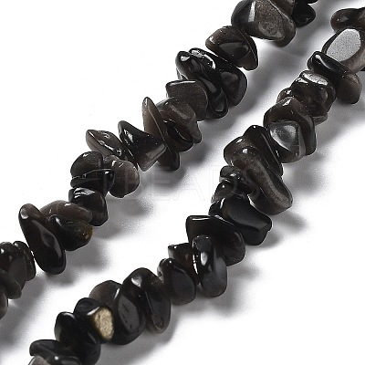 Natural Silver Sheen Obsidian Chip Beads Strands G-M205-07A-1