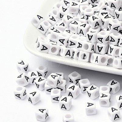 Letter Acrylic European Large Hole Beads X-OPDL-R050-10mm-A-1