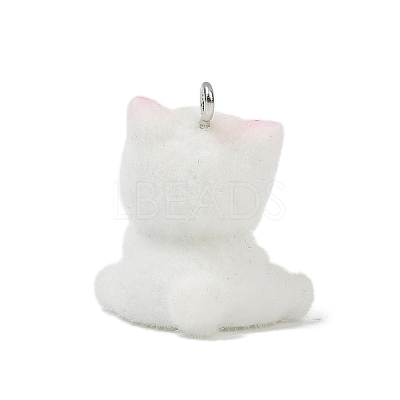 Animal Theme Flocky Opaque Resin Pendants RESI-H042-01P-05-1