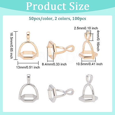 100Pcs 2 Colors Alloy Pinch Bails FIND-OC0002-10-1